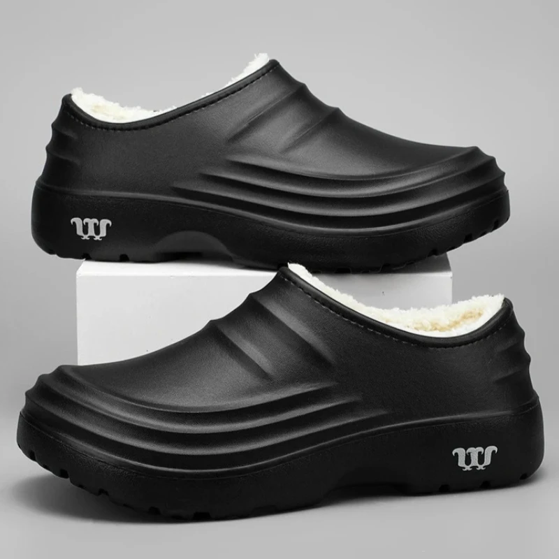 

Водонепроницаемая хлопковая обувь для шеф-повара для мужчин, противоскользящая рабочая обувь, теплая удобная кухонная специализированная обувь с подошвой из ЭВА