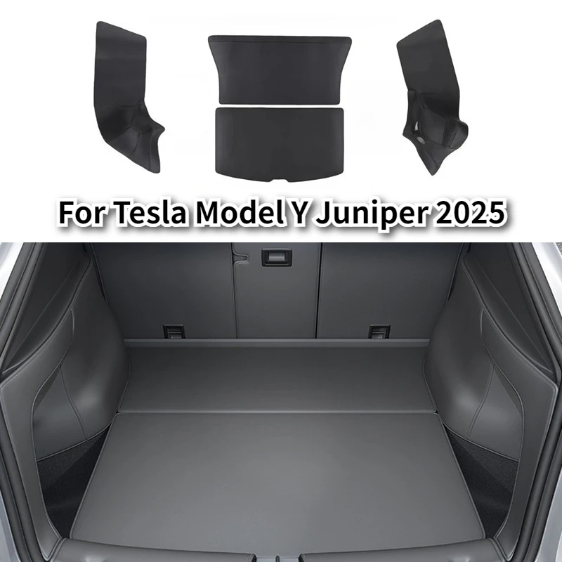

Trunk Mats Cargo Liner for Tesla Model Y Juniper 2025 Microfiber Leather Rear Trunk Both Sides Protective Pads Car Accessories