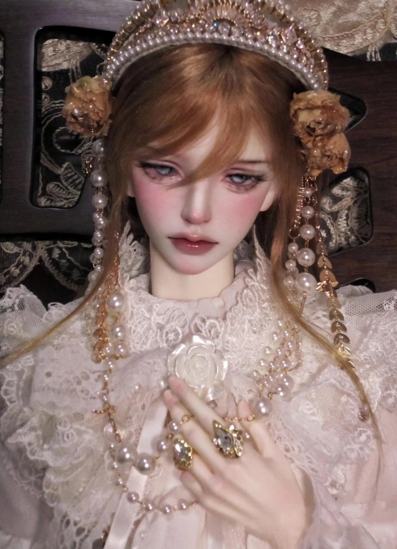 ティアラおじさん人形ジルコンネックレスクラウンブレスレットリングイヤリング、1/3 BJD人形アクセサリージュエリーアクセサリー送料無料