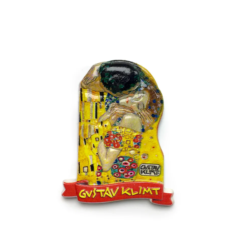 Gustav Klimt 'The Kiss' Resin Fridge Magnet - Artistic Home Decor with Magnetic Backing