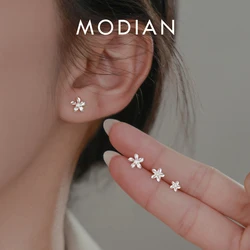Modian Small Cute Flower Exquisite Stud Earrings Classic 925 Sterling Silver Charm Female Jewelry For Women Fashion S925 Earring