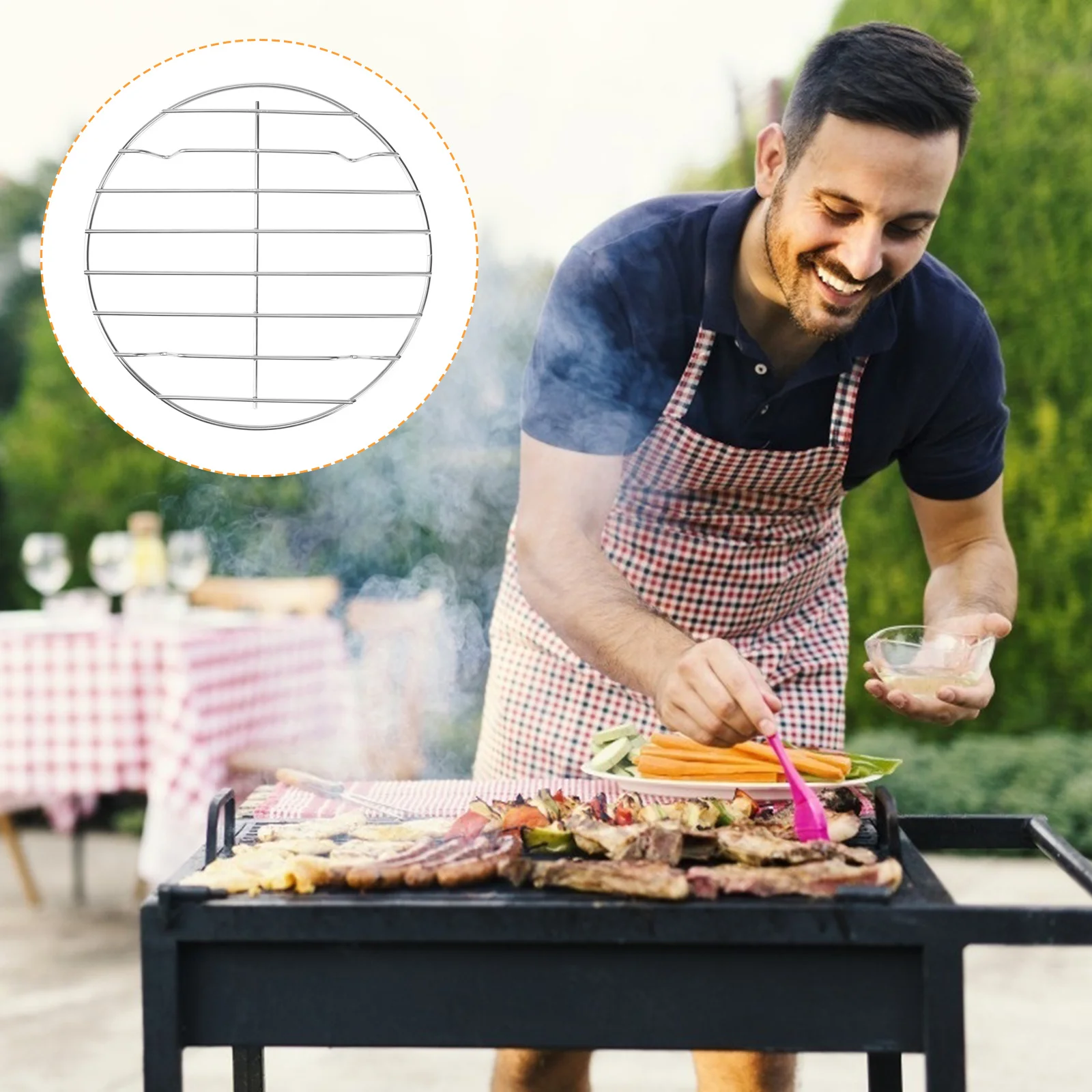 

2Pcs Stainless Steel Round Bbq Rack Durable Lightweight Barbecue Tool Outdoor Cooking Stand 20cm Diameter Bbq Accessories