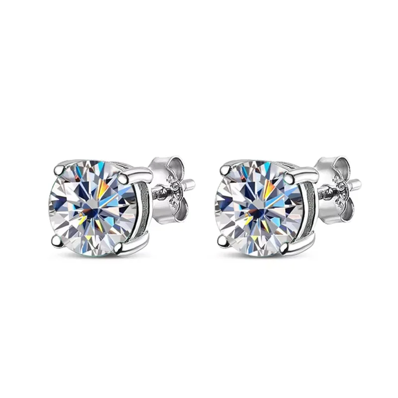 KNOBSPIN Moissanite Ohrring S925 Sterling Splitter Überzogen mit 18k Weiß Gold Ohrring für Frauen Mann Funkelnden Edlen Schmuck