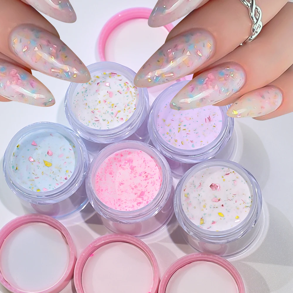 5 กล่อง Professional อะคริลิคผงเล็บ Glitter Sequins 3-in-1 ผงคริสตัลสําหรับเล็บขยาย/แกะสลัก/Dipping Powder