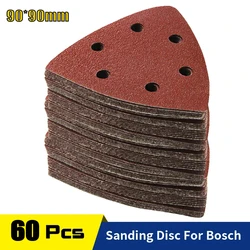 60PCS Triangular Sanding Disc 90mm Delta Sander Hook & Loop Sandpaper Abrasive Tools for Sanding Grit 40-400