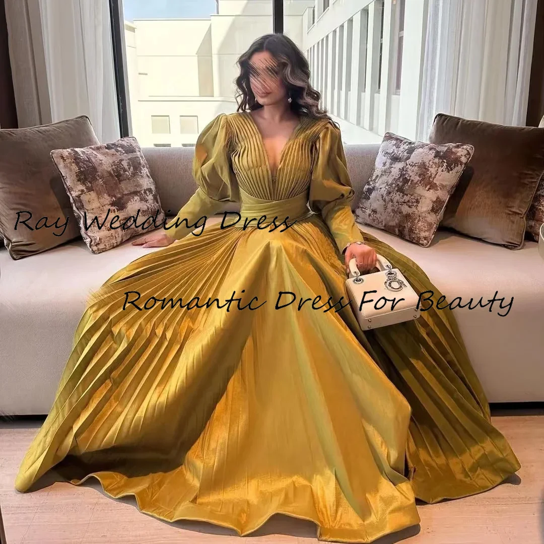 

Charming A Line Cocktail Dress Sexy V Neck With Full Sleeves Pretty Tiered Ruffles Floor Length Formal Evening Prom Gowns