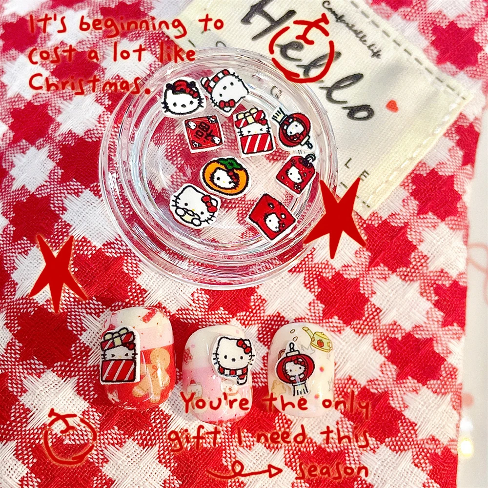 1 Box Korean Style Ins Cute Cartoon Diy Manicure Accessories Sanrio Hello Kitty Strawberry Camera Sunglasses Nail Party Decor