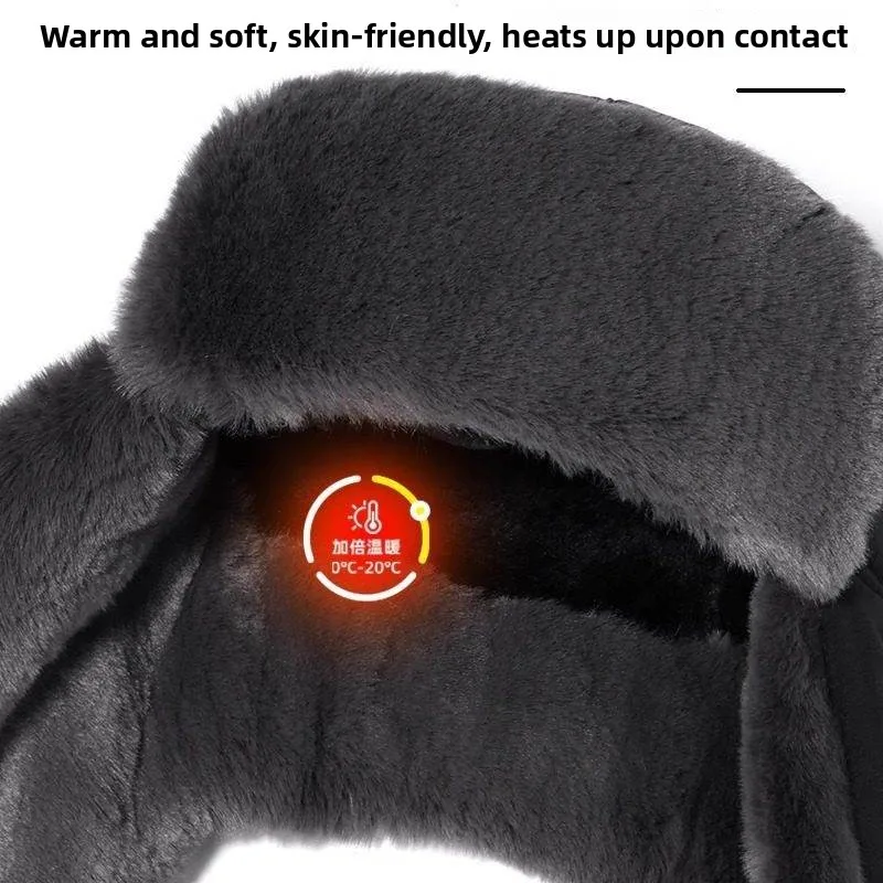 Thiened Fce winterhoed voor heren buiten fietsen Warm winddicht Koudbestendig gehoorbescherming Lei Feng Cap Train Head