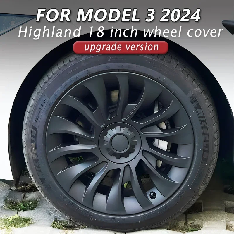 4PCS Performance HubCap for New Tesla Model 3 Highland 2024 Replacement 18 Inch Wheel Cap Automobile Full Rim Cover Accessories