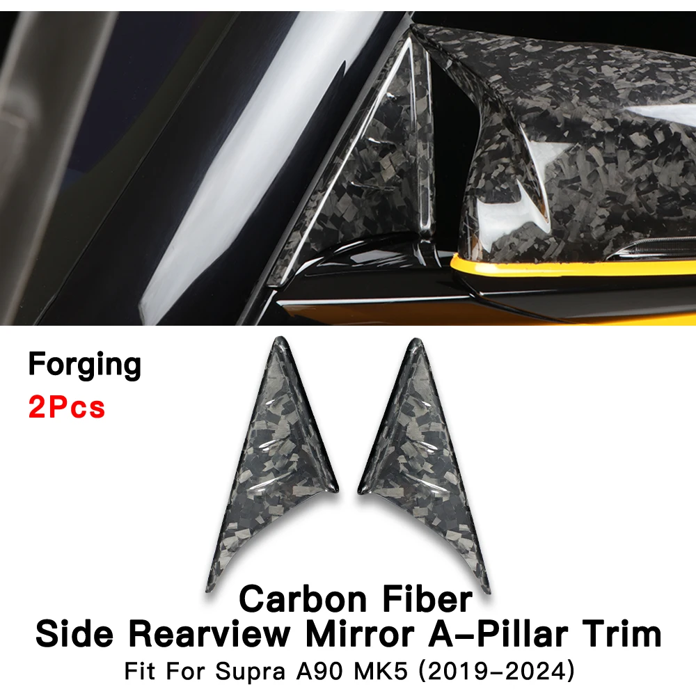 Carbon Fiber A Pillar Rearview Mirror Panel Trim For Toyota GR Supra A90 MK5 Car Accessories Side Window Spoiler Triangle Cover