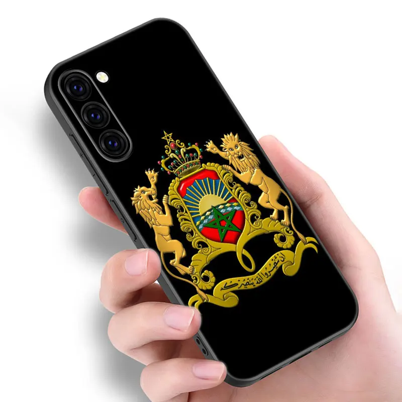 Morocco Flag Passport Phone Case For Samsung Galaxy S20 S21 S23 FE S22 Ultra S10E S10 Lite S8 S9 Plus S7 Edge Black Cover