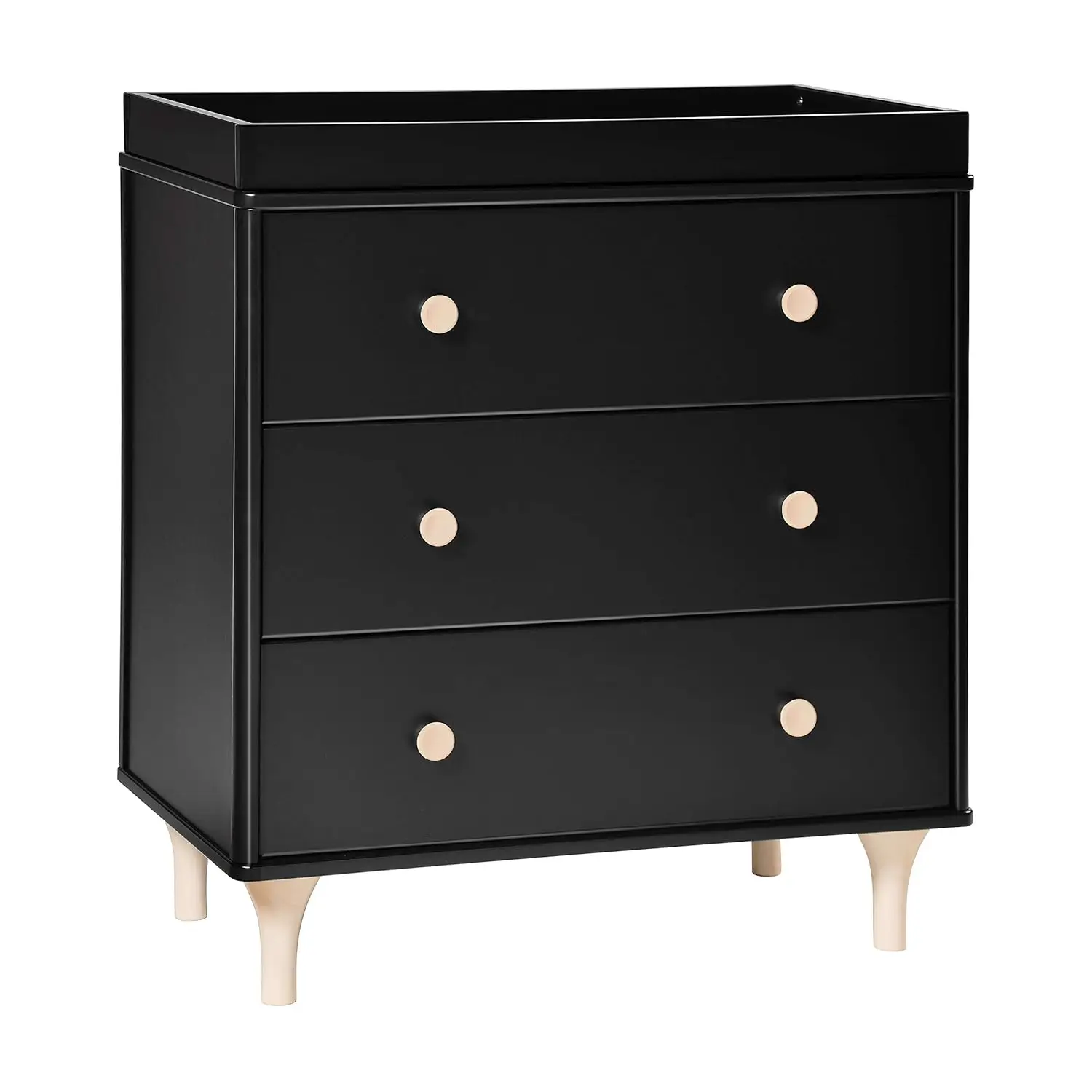 Lolly 3-Drawer Changer Dresser with Removable Changing Tray in Black and Washed Natural