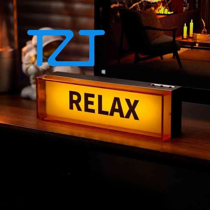 TZT 3.6W 6500K LED Lamp Sign Ambient Light Desktop Ornament Gift (RELAX-Orange/FOCUS-Blue Shade) for Family Friends