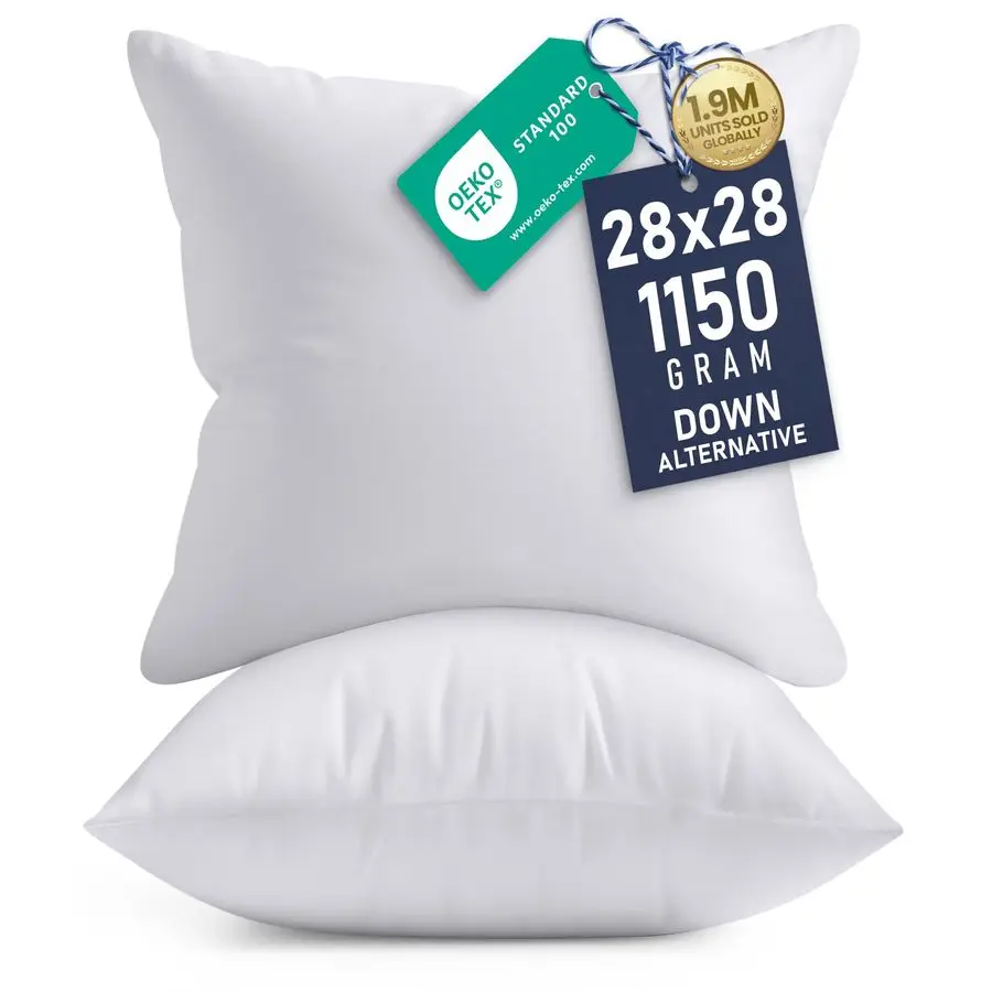 

Набор из 2-х декоративных подушек 28x28 см, белые, для дома, для кровати, дивана, мягкие, поддерживающие, пушистые.