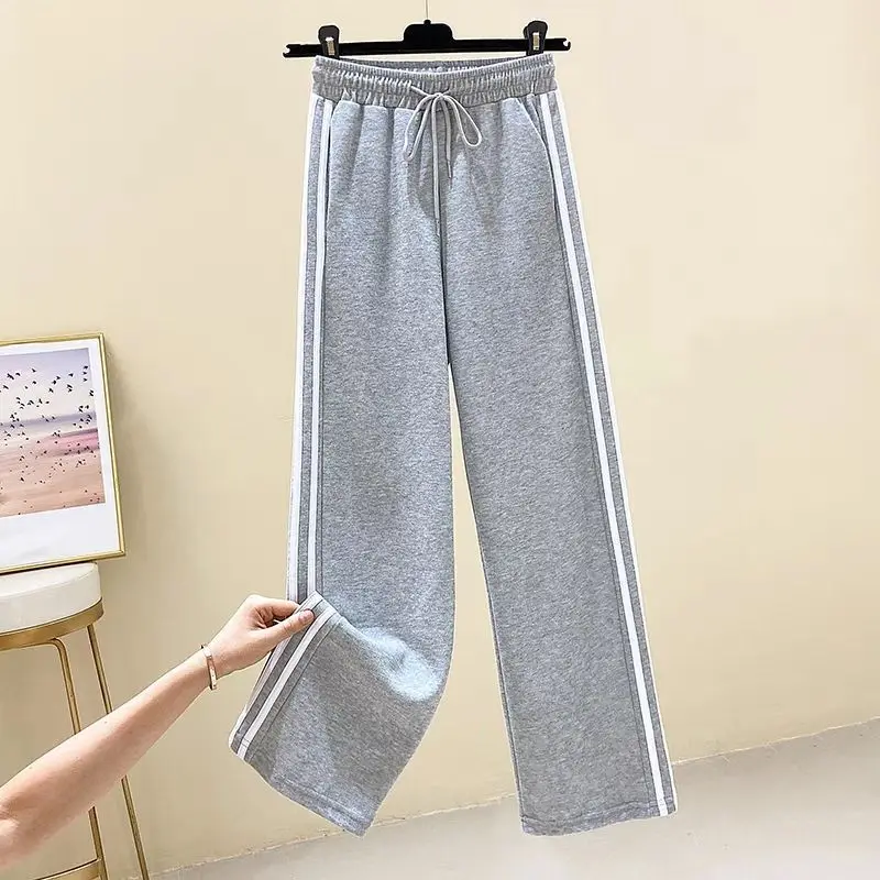 Women Wide Leg Sweatpants High Waist Fleece Lined Loose Baggy Casual Joggers Fashion Winter Warm Straight Pants