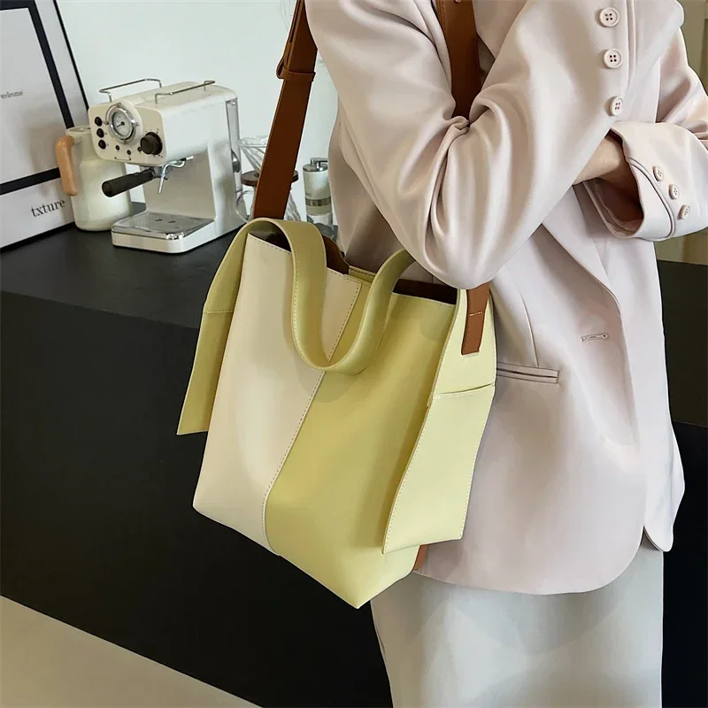 Retro Bucket Bag High Quality stylish cute Pu Leather Women Shoulder Handbag With Phone Bag Female Large Capacity Crossbody Tote