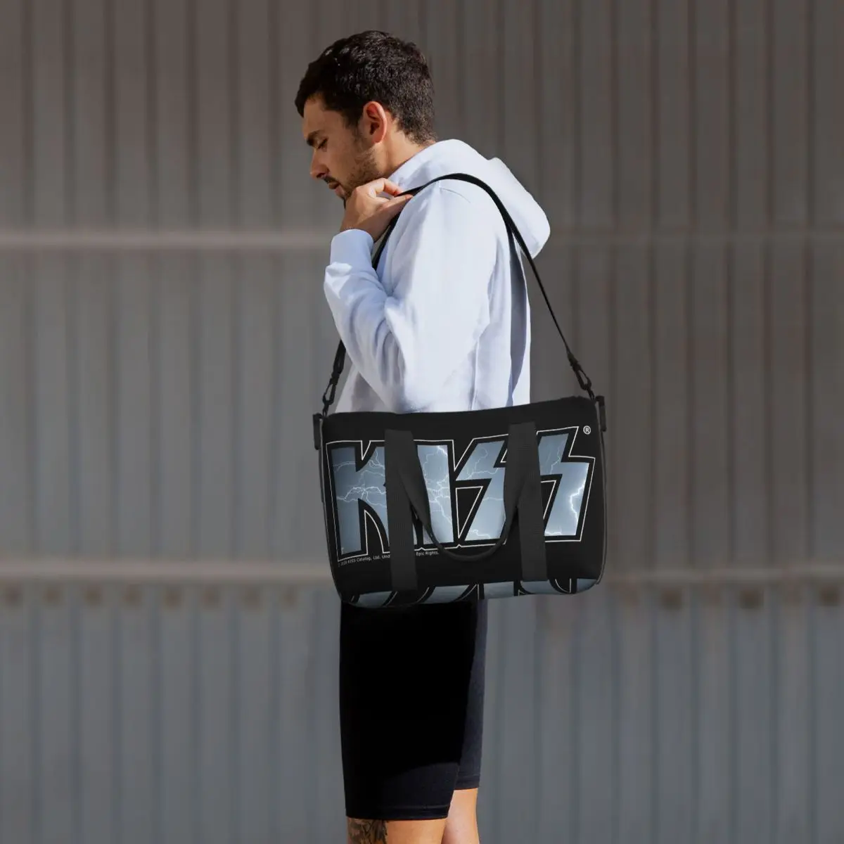 مخصص قبلة روك باند ريتور حقيبة سفر الشاطئ سعة كبيرة حمل الحقائب لصالة الألعاب الرياضية اليوغا المرأة التسوق حقيبة كتف واق من المطر #4