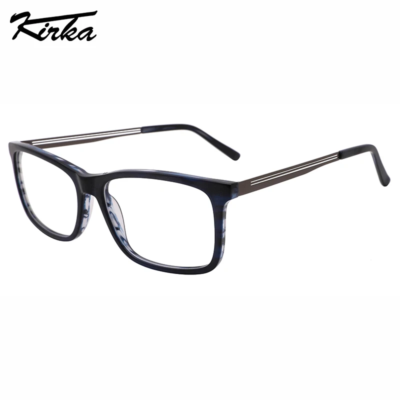 Kirka Unisex Eyewear Acetate Matt Stripes Colors Glasses Frame Stripes Hollow-Carved Metal Temples Optical Eyeglasses WD2203