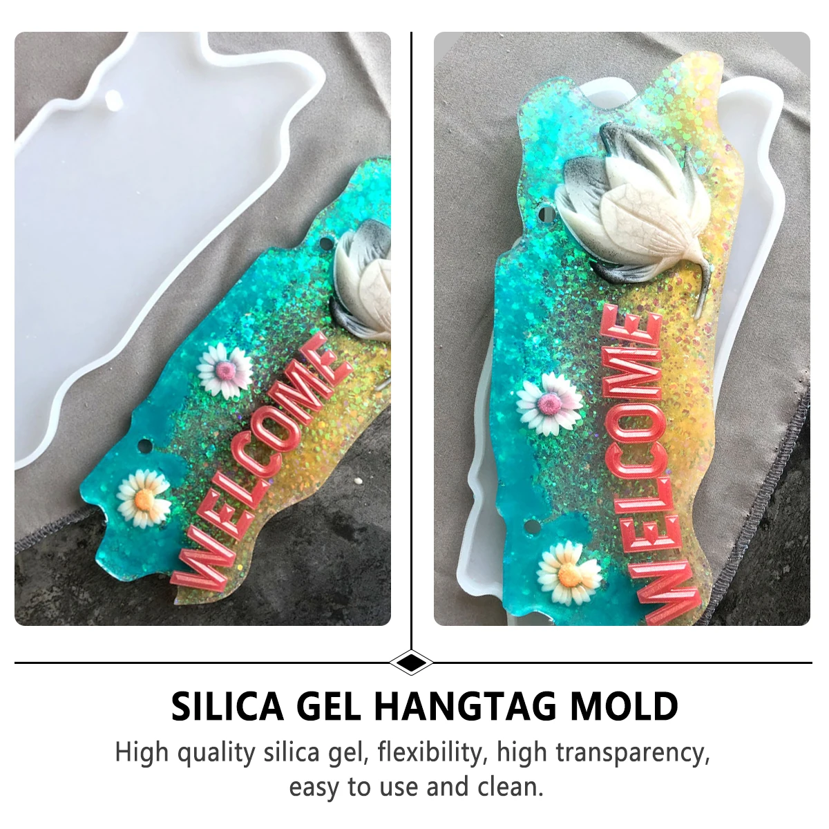 

1pc Silicone Doorplate Mold Crystal Drop Glue Tag Pendant DIY Crafts Home Decor High Transparency Jewelry Accessories