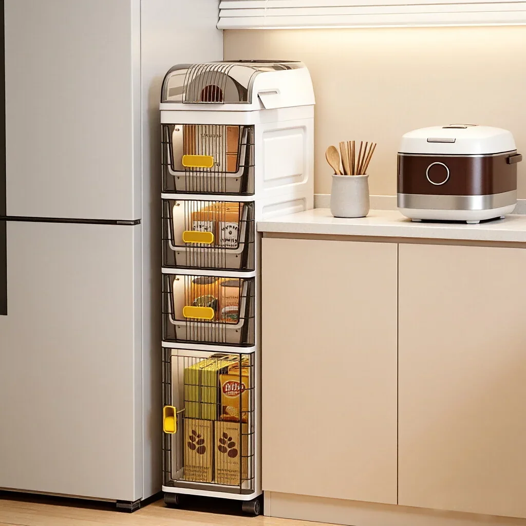 Ultra-Narrow Multi-Layer Storage Rack Gap Filler Kitchen And Bathroom Mobile Floor Cabinet for Home Organization