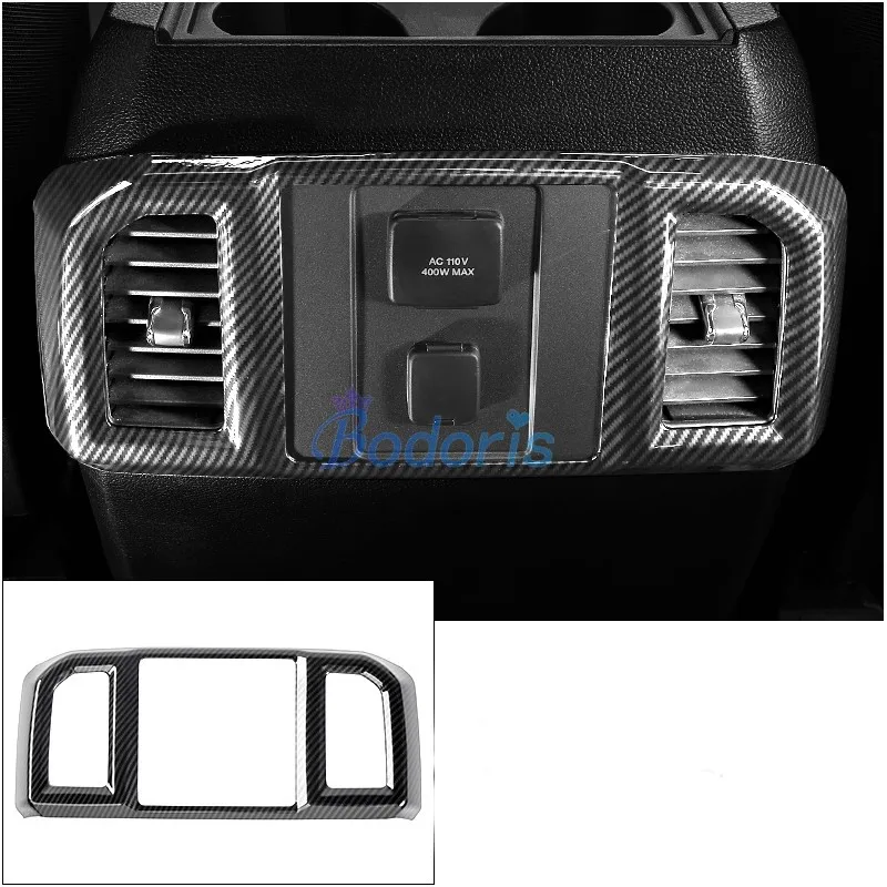 

Interior Rear Seat Vent Cover For Ford F150 F-150 RAPTOR 2017-2019 AC Outlet Strips Sticker Carbon Fiber Color Car Accessories