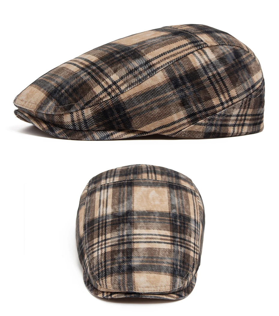 Y2k Plaid Baskenmütze Sommer Frauen Hut Vintage Caps Für Männer Casual Weibliche Sonne Weiche Flache Hüte Visier Newsboy Cap Unisex Einstellbar Neue – Detail 7
