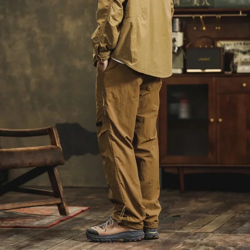 Autumn new men's American cargo pants loose lace-up straight with multi-pocket casual