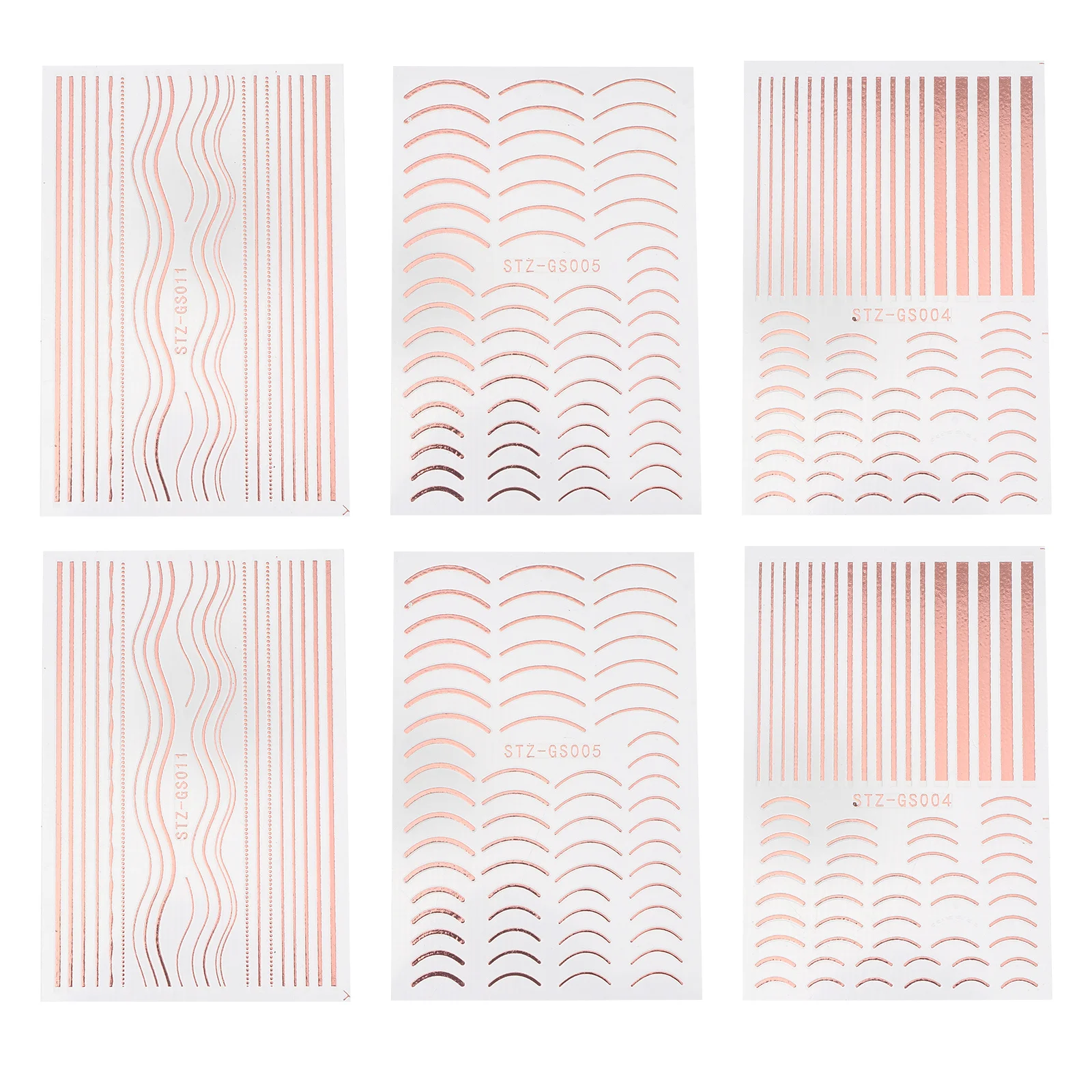 

6Pcs Rose Gold Nail Stickers DIY Self-Stick Nail Art Decals Creative Manicure Decoration for Women Elegant Shiny Design