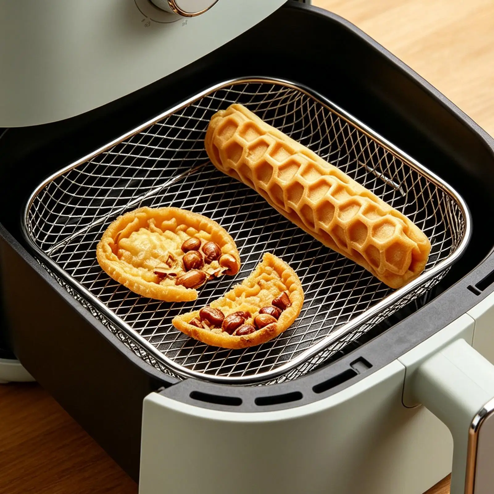 Stackable Air Fryer Grill Rack Stainless Steel BBQ Square Grill Basket Non-Stick For Oven Microwave Steamer Home Kitchen