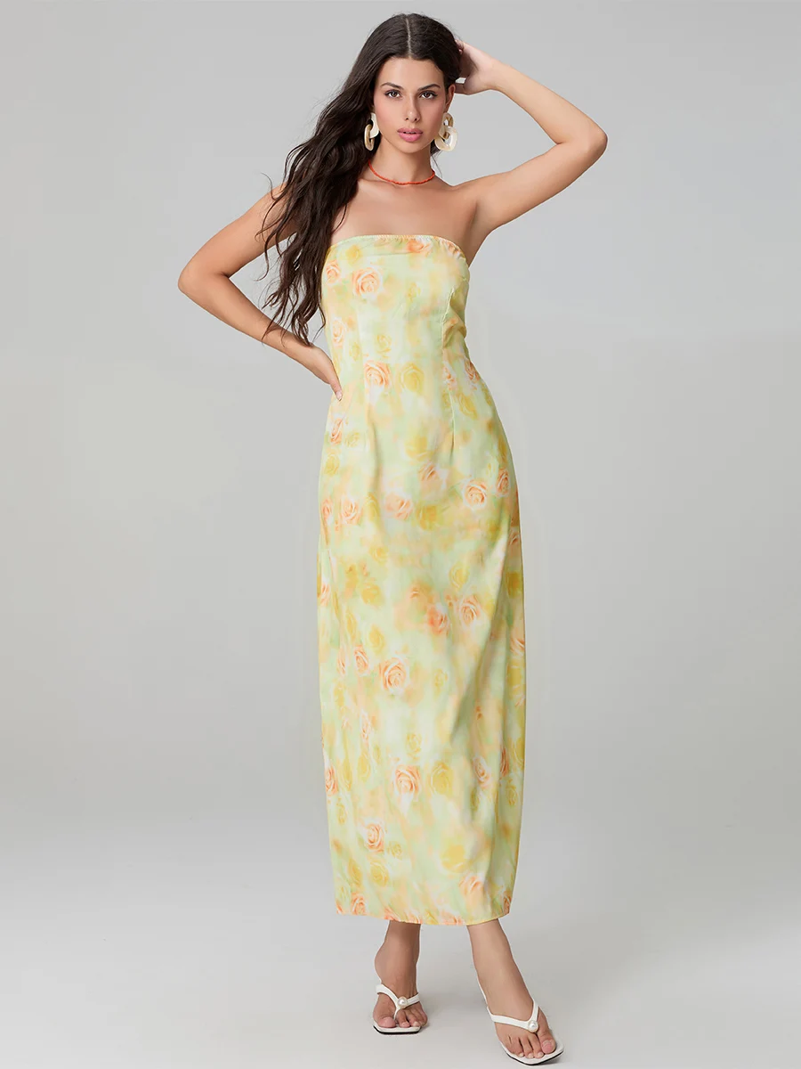 Women s Elegant Off Shoulder Maxi Dress with Ruffle Detail and Floral Print Perfect for Summer Beach Parties and Events