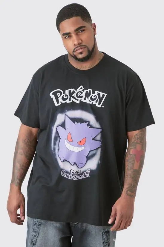 camiseta-casual-licenciada-com-estampa-pokemon-gengar-black-plus-camiseta-de-marca-de-luxo-para-homens-e-mulheres