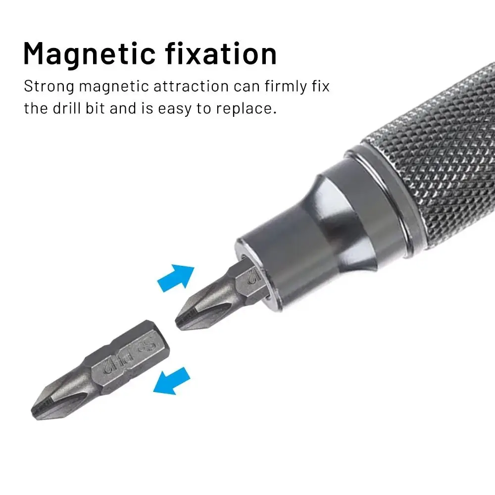 Porta punte da 6,35 mm in lega di alluminio Mini punte magnetiche ergonomiche per cacciavite Barra di sostegno Aste di prolunga durevoli