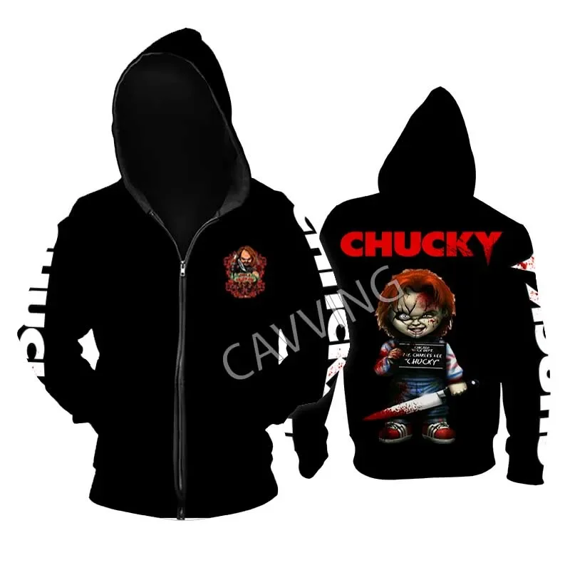 New Fashion Printed   Chucky  Loose Metal Rock  Zipper Hoodies Gothic Top Harajuku Cotton Unisex Clothing  SR2