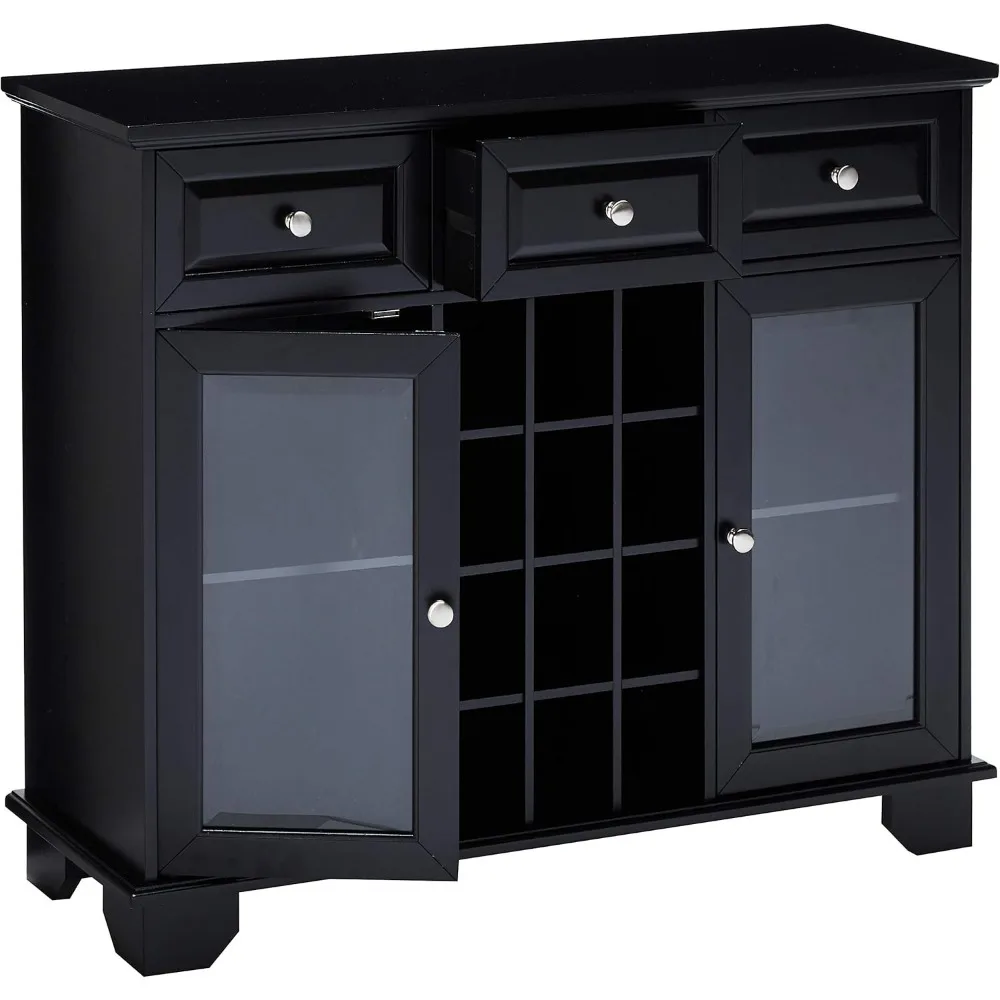 Brand Furniture Buffet Server Sideboard Cabinet with Wine Storage, Black