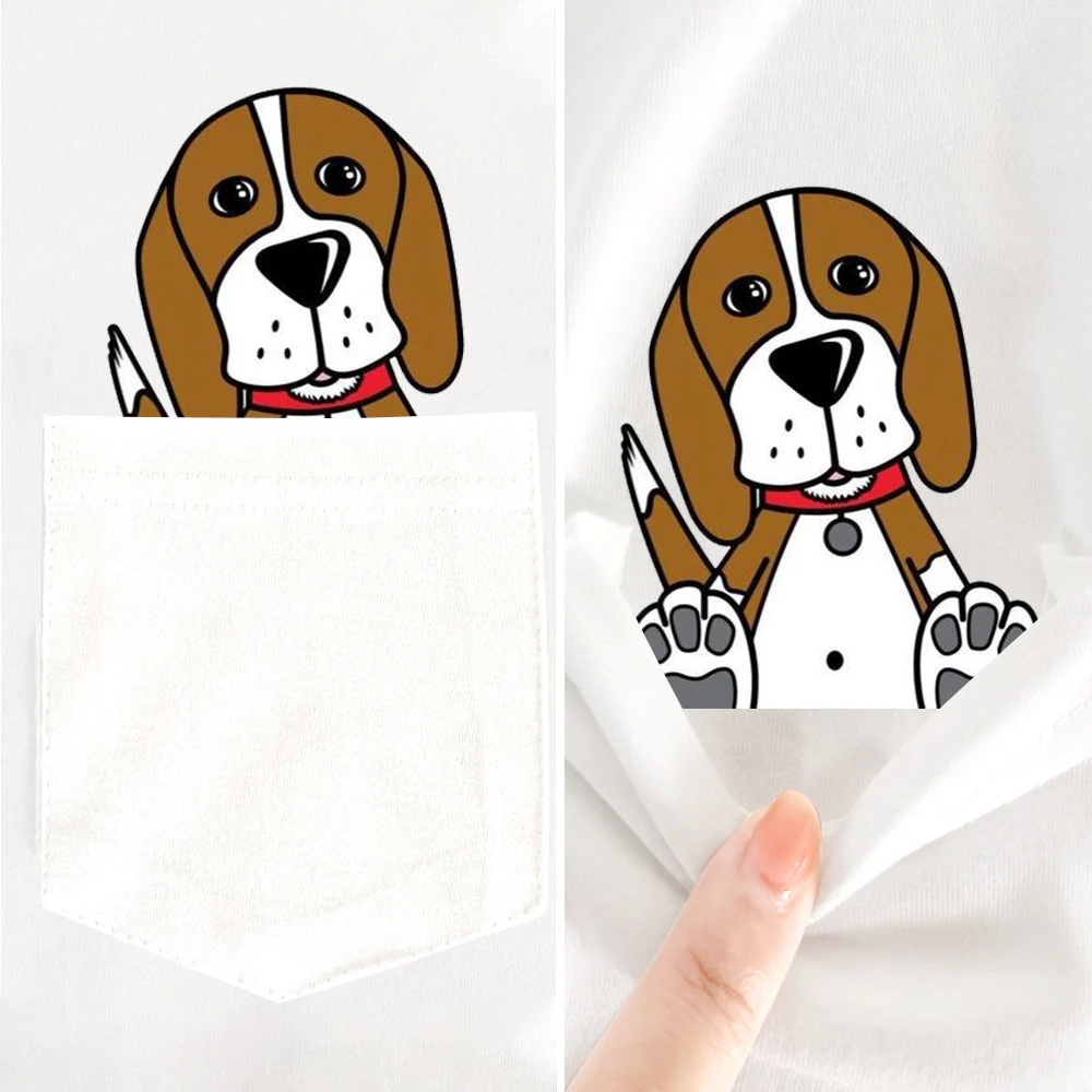 CLOOCL Beagle T-Shirt Fashion Brand Funny Cute Animals Pocket T-shirts Tops Fashion Summer Graphic T Shirts Dropshipping