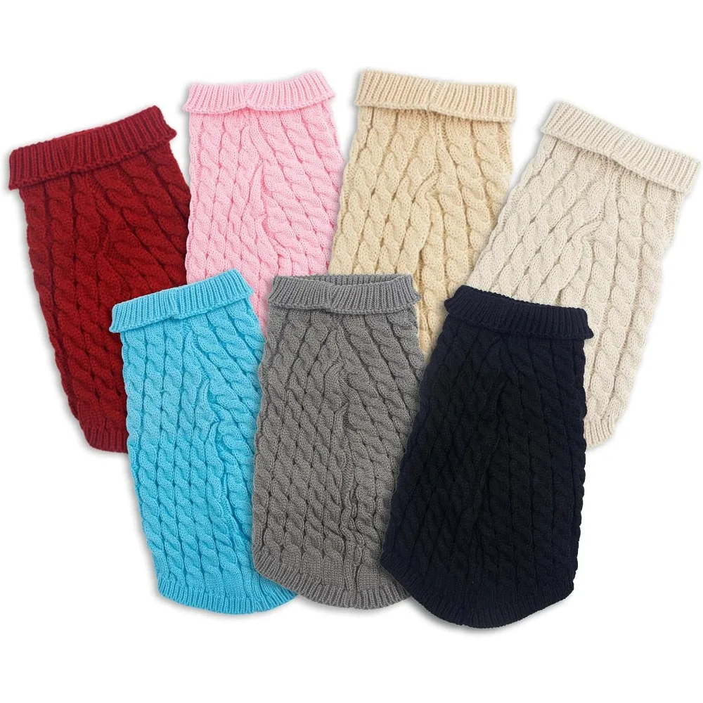 Blue XL Dog Sweater, Turtleneck Knitwear, Warm Outfit for Small and Medium Dogs view 4