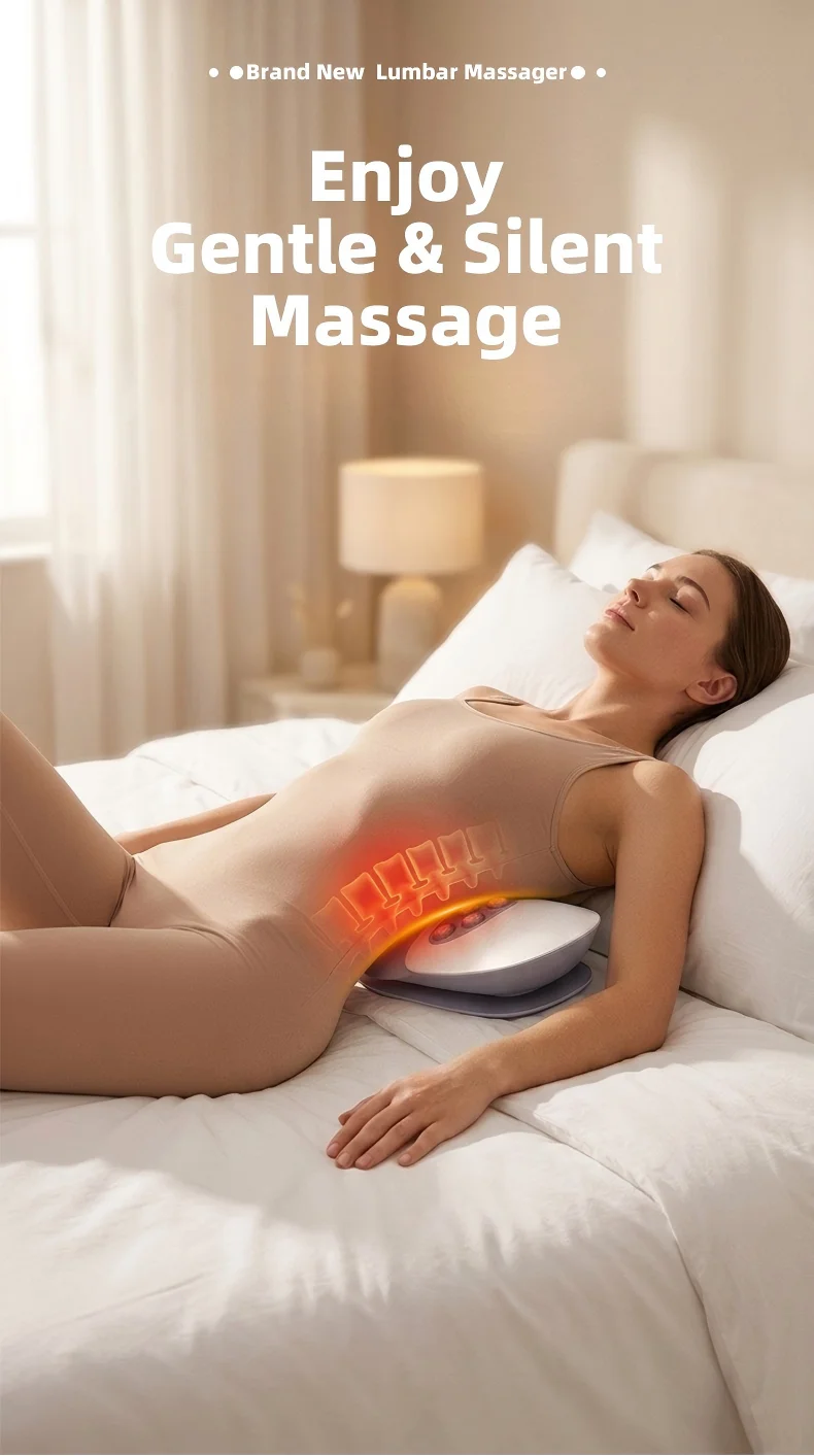 Electric Lumbar Traction Device Wireless Waist Back Massager Back Stretcher with 10 Metal Heads Deep Kneading for Total Relax