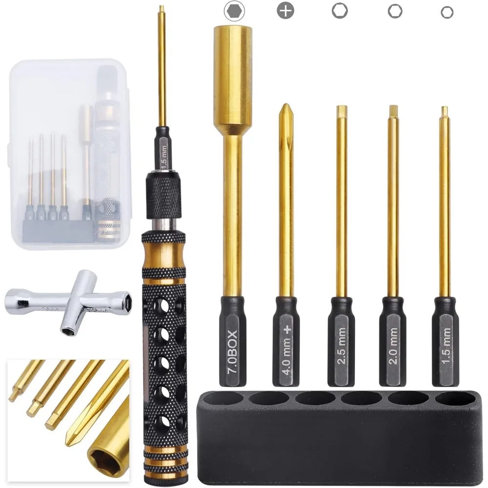 RC مفك عدة 5 في 1 عرافة سائق مجموعة 1.5 مللي متر 2.0 مللي متر 2.5 مللي متر ألين وجع بت ، فيليبس بت ، M4 قفل مفك الجوز أدوات إصلاح ل