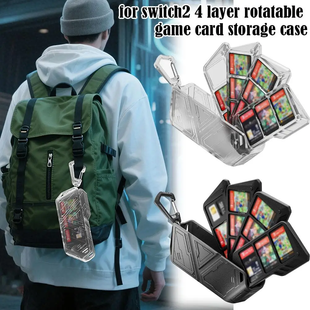Transparent Game Card Case For Switch 2 OLED Lite Hard Shell Anti Scratch Holds Cartridges/Memory Cards Portable With 4 Lay F5D4