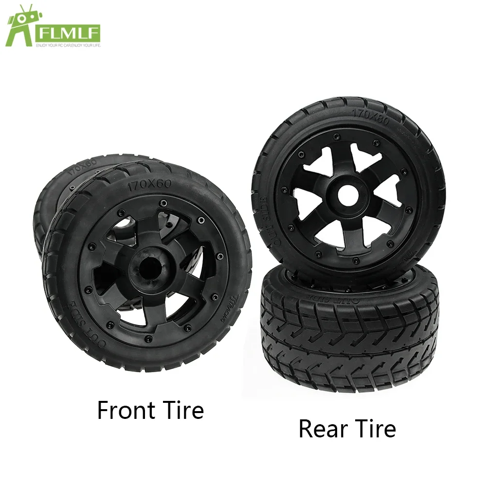 Rubber on-Road Tire Tyre Front or Rear with Wheel Hub Rim Assembly Set Fit for 1/5 HPI ROVAN KM BAJA 5B SS