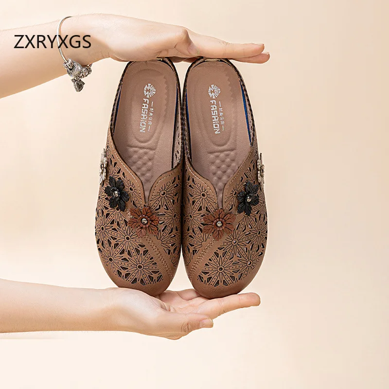 ZXRYXGS-Zapatillas de piel de microfibra para mujer, calzado de punta redonda, cómodo, suave, plano, Premium, 2024