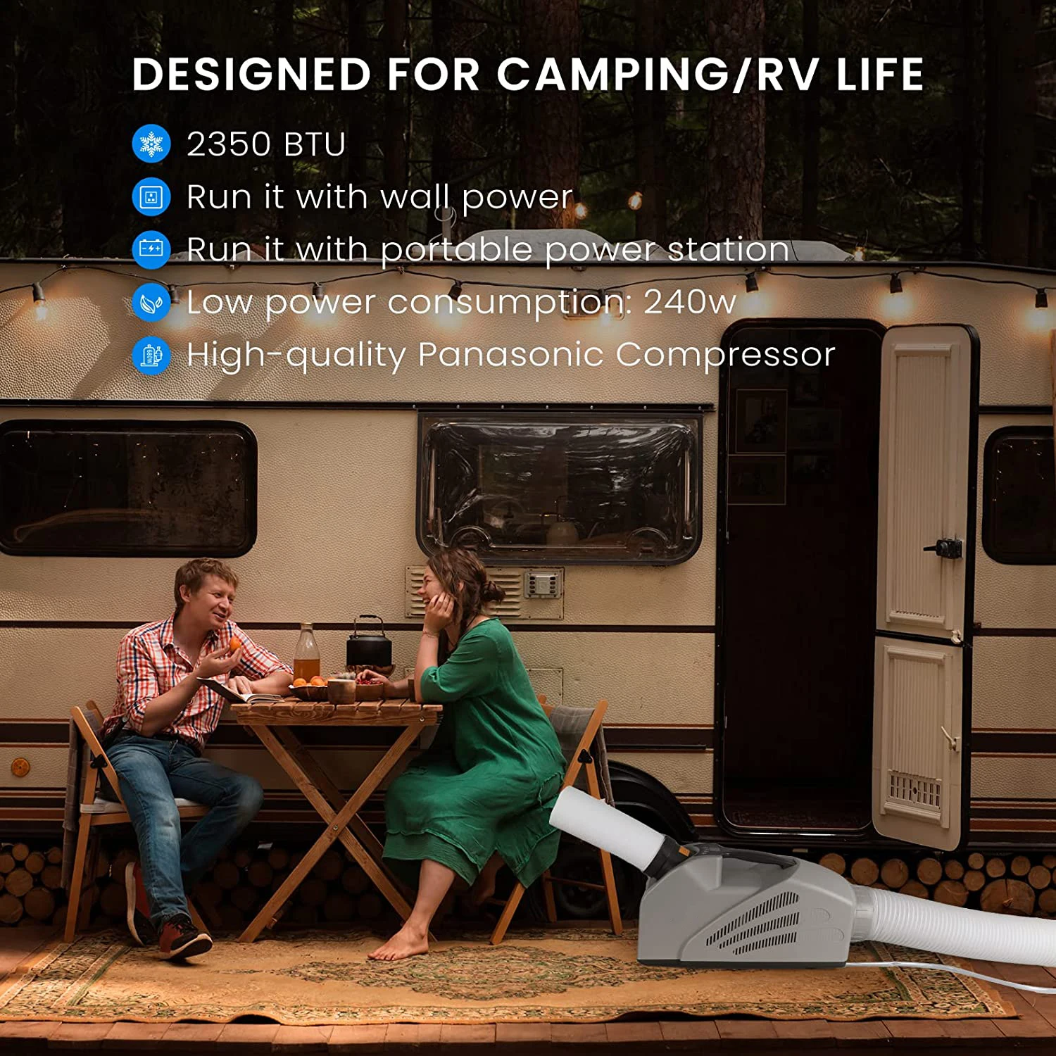 Mobile 2350btu del dispositivo di raffreddamento di aria all'aperto portatile del condizionatore d'aria, basso consumo energetico 24v 250w per la vita di viaggio/Rv della tenda del Camper del camion