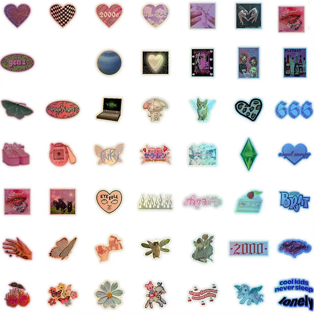 50PCS Laser Y2k Pink Girl Stickers Decals Decoration Suitcase Scrapbooking Phone Laptop Stationery Cute Kid Toy Sticker image 4