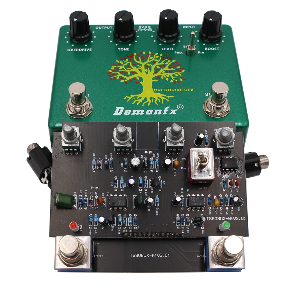 Demonfx-Overdrive And BOOST DF8 Guitar Effect Pedal, Overdrive Boost,Drive and Boost in 1 Based on TS808DX, New