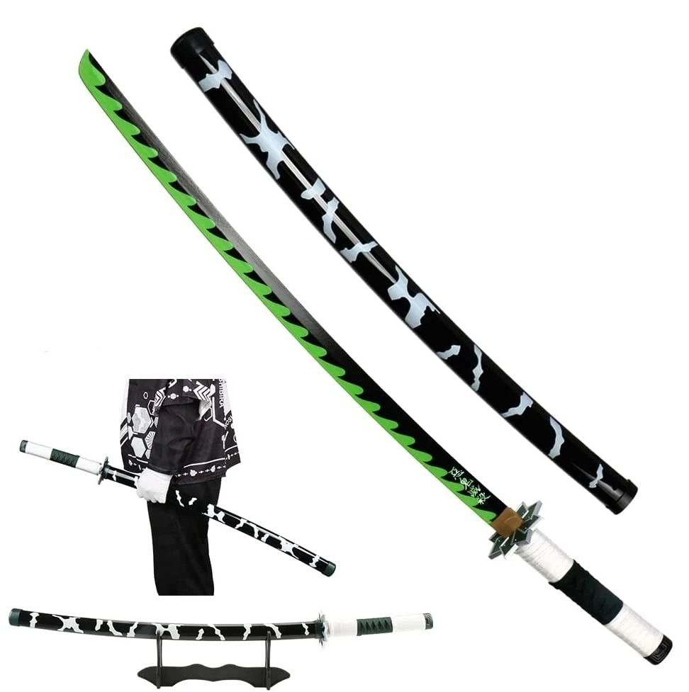 104cm/41inch Cosplay Shinazugawa Genya Sanemi Kimetsu no Yaiba Anime Ninja Knife Katana Samurai Role Play Bamboo Blade Sword