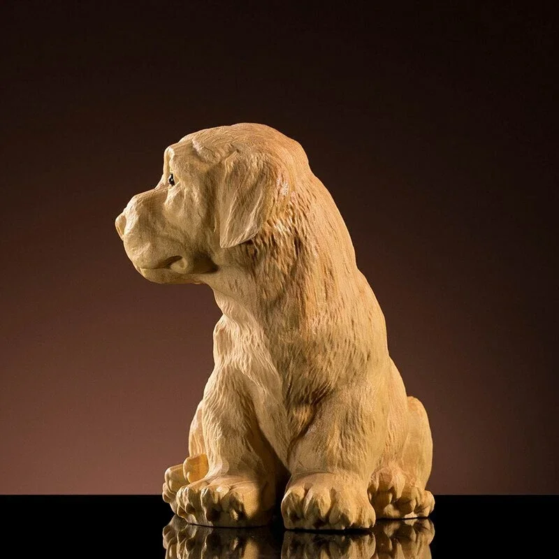 6cm Dog Sculpture Wood Animal Chinese Dog Statue Lucky Zodiac Decoration