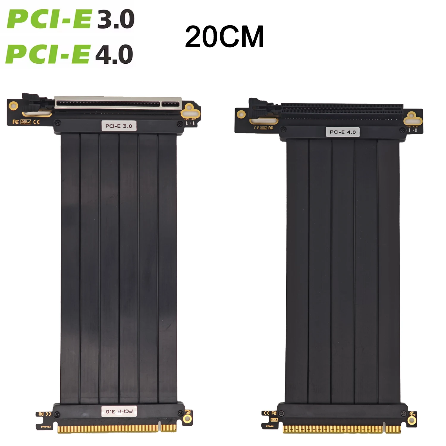 PCI Express 3.0/4.0 X16 auf X16 Gen 4 GPU Doppel-Rückwärts-Grafikkarten-Verlängerungskabel Riser-Karte für ITX mit vergoldeten Anschlüssen – Detail 1