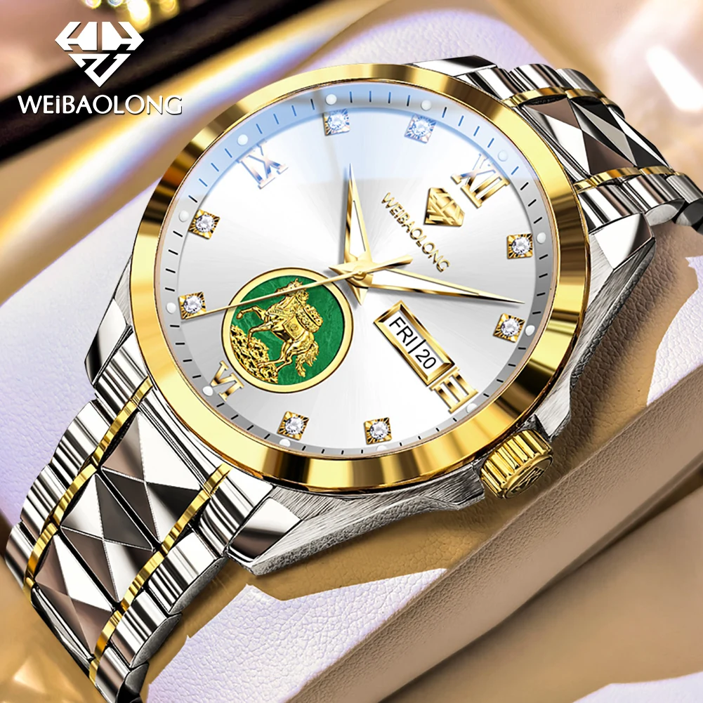 WEiBAOLONG 3816 Zodiac Mechanische Uhr mit importiertem Uhrwerk für Herren, Nachtleuchtfunktion, 50m wasserdicht, Edelstahl-Uhr