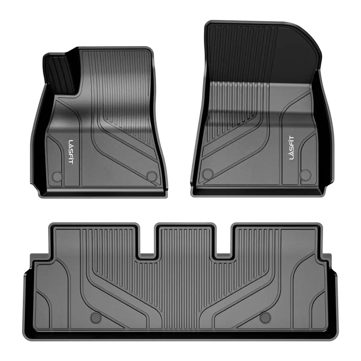 LASFIT Floor Mats Fit for Tesla Model 3 2022 2023 1st and 2nd Row Set Custom All Weather TPE Black Car Liners