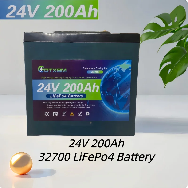 

LiFePO4 24V 200Ah battery BMS 8000+ cycle solar RV golf cart off-grid solar power generation system battery pack.